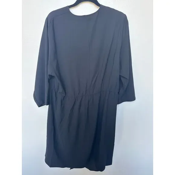 City Chic Refinity Knot 3/4 Sleeve V-Neck Knee Length Little Black Dress 18 NWT - Picture 3 of 11